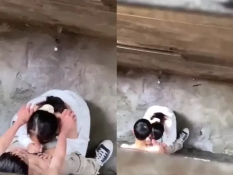 Quay lén nữ học sinh bú cặc ghệ ở khe nhà