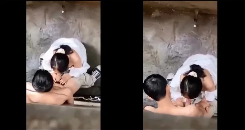 Quay lén em nữ học sinh bj cho gấu trong hẻm